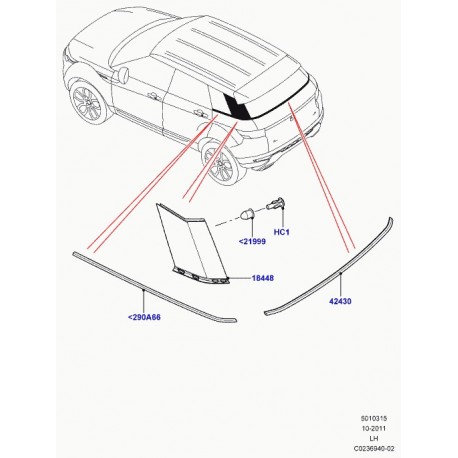 Land rover moulure garnissage de porte Evoque (LR035341)