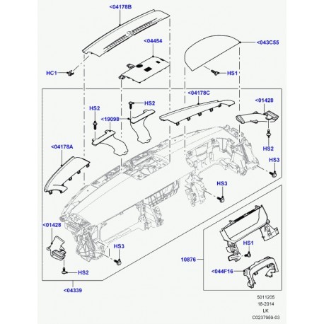 Land rover couvercle combine d'instruments Range L405 (LR035413)