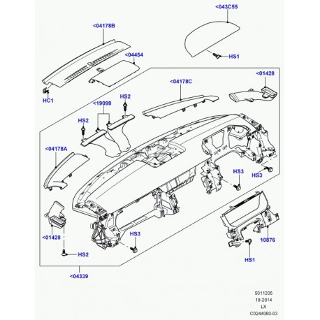 Land rover couvercle combine d'instruments Range L405,  Sport (LR035425)