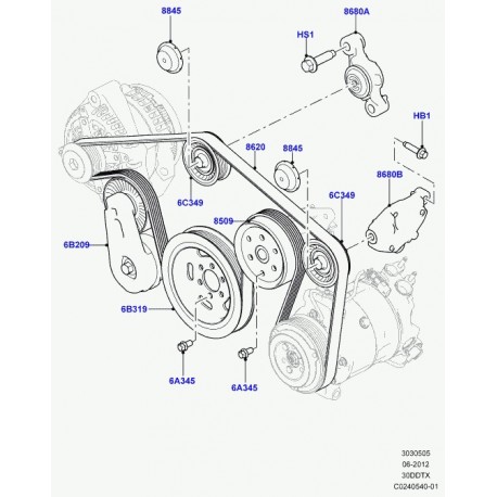 Land rover courroie entrainement accessoires Range Sport (LR035502)