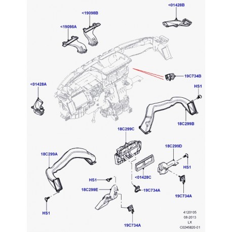 Land rover tubulure d'entree d'air Range L405,  Sport (LR035506)