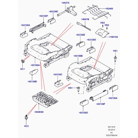 Land rover recouvrement glissieres Range L405 (LR035597)