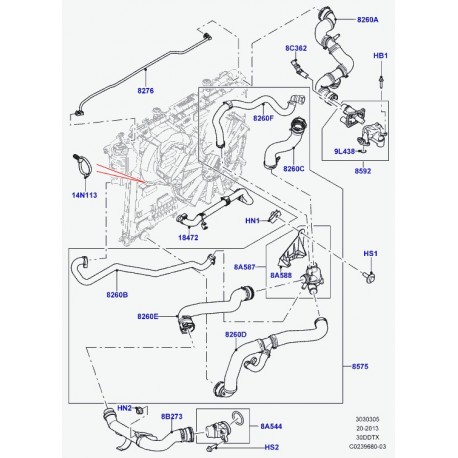 Land rover durite de radiateur Range Sport (LR035627)