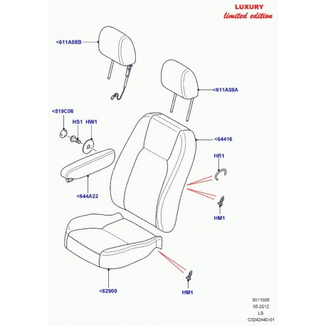 Land rover garnissage dossier de siege Discovery 3 (LR035652)