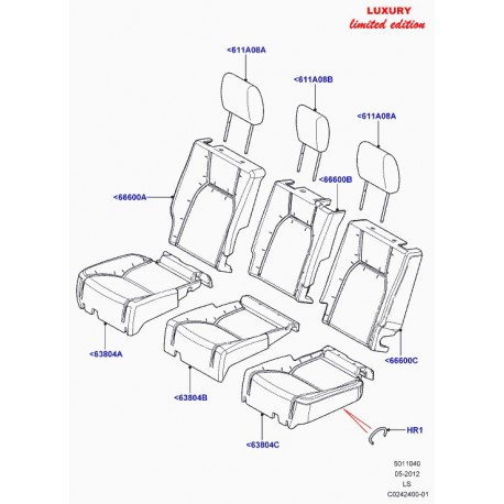 Land rover garniture dossier de siege arrière Discovery 3 (LR035684)