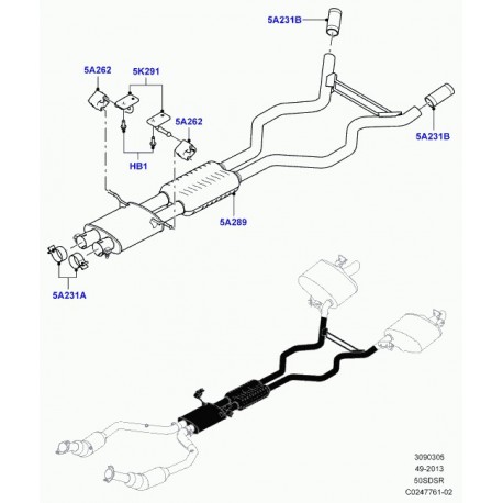 Land rover support suspension tuyau d'echappement Range Sport (LR035765)