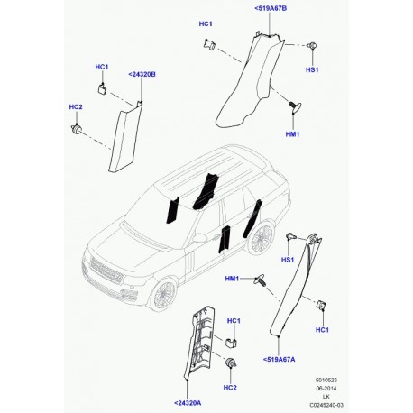 Land rover tole interieure montant b Range L405 (LR035792)