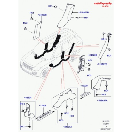 Land rover tole interieure montant b Range L405 (LR035798)