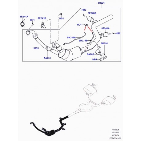 Land rover support suspension tuyau d'echappement Range Sport (LR035843)