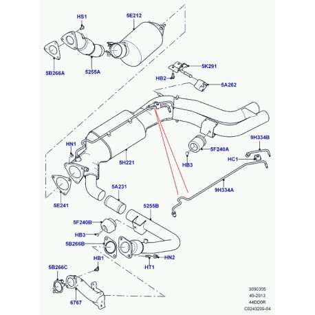 Land rover support suspension tuyau d'echappement Range L405,  Sport (LR035847)