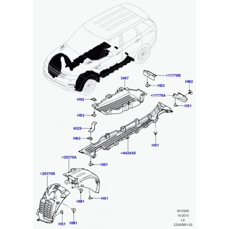 Land rover deflecteur d'air-arc de roue Range L405,  Sport (LR036311)