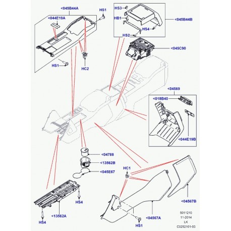 Land rover intaglio-console centrale Range L405 (LR036315)