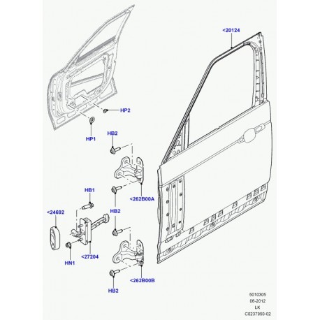 Land rover porte avant sans charnieres Range L405 (LR036399)