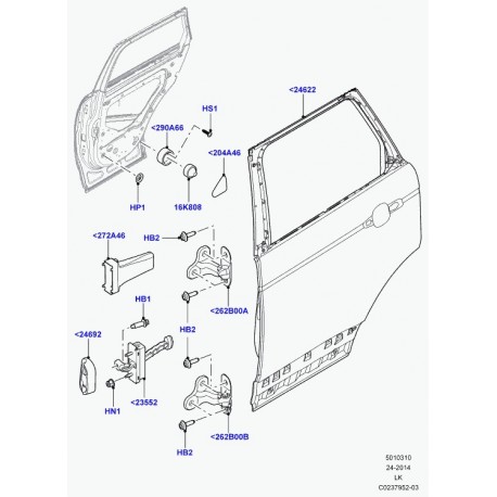 Land rover porte arrière sans charnieres Range L405 (LR036402)