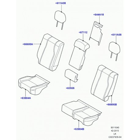 Land rover garniture dossier de siege arrière Range L405 (LR036491)