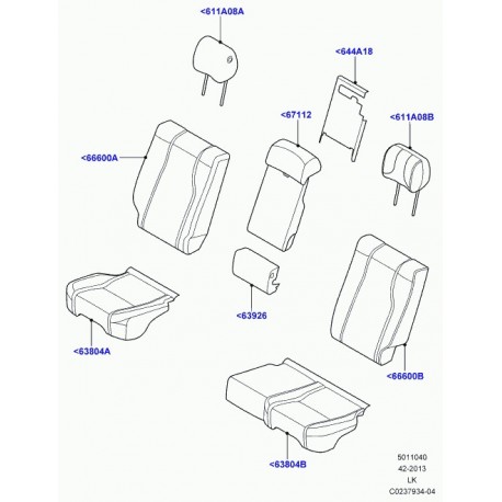 Land rover garniture dossier de siege arrière Range L405 (LR036494)