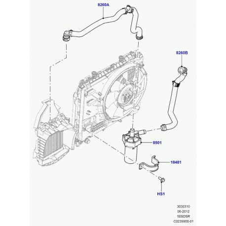 Land rover tuyau flexible a eau Range Sport (LR036540)