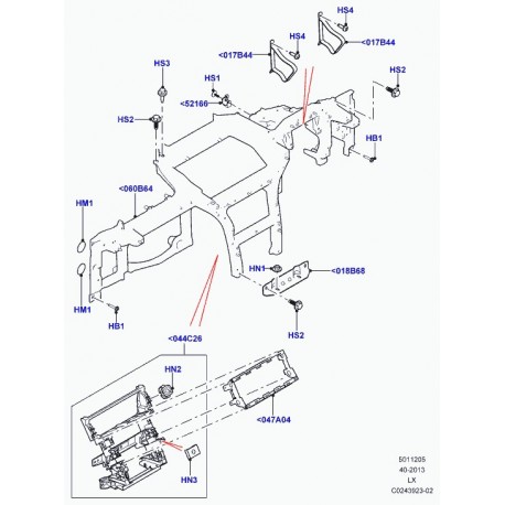 Land rover support tableau d'instruments Range L405,  Sport (LR036716)