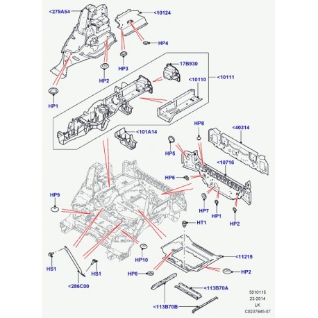 Land rover raidisseur plancher arriere Range L405 (LR036741)