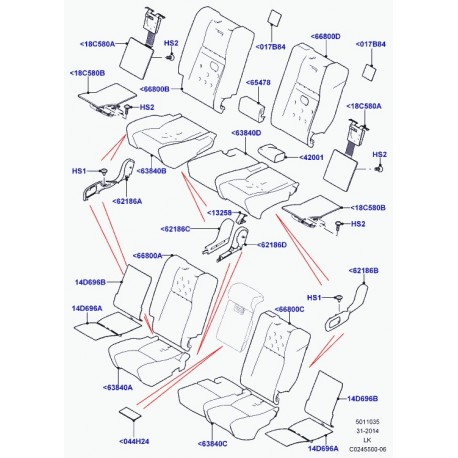 Land rover matelassure coussin de siege arrière Range L405 (LR036812)