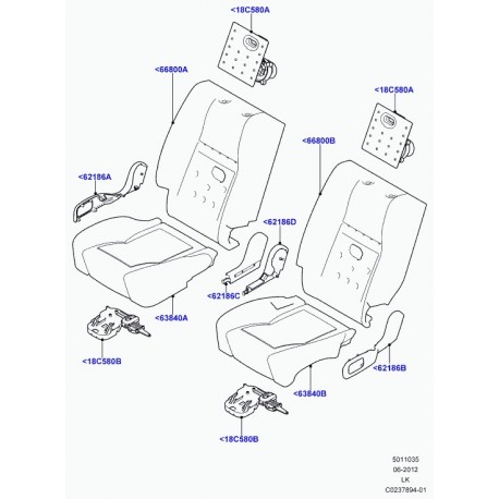 Land rover matelassure dossier de siege arrière Range L405 (LR036827)