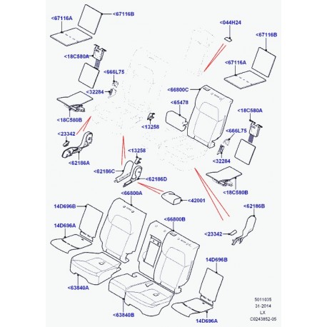 Land rover revetement coussin de siege Range L405,  Sport (LR037291)