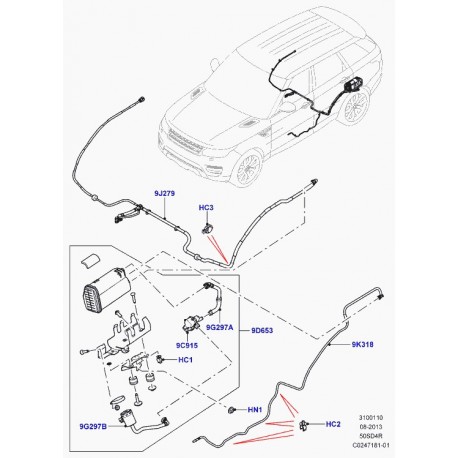 Land rover tuyau vapeurs de combustible Range Sport (LR037479)