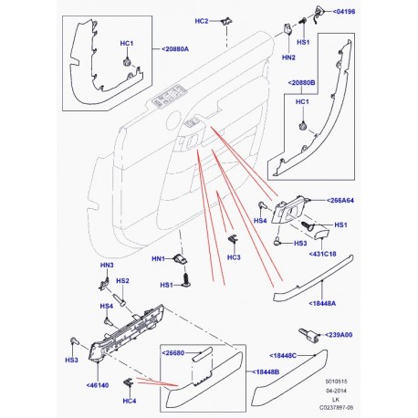 Land rover moulure garnissage de porte Range L405 (LR037504)