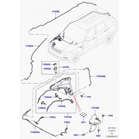 Land rover tuyau flexible lave-glace Range L405,  Sport (LR037585)