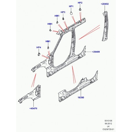 Land rover renfort montant b Range L405 (LR037692)