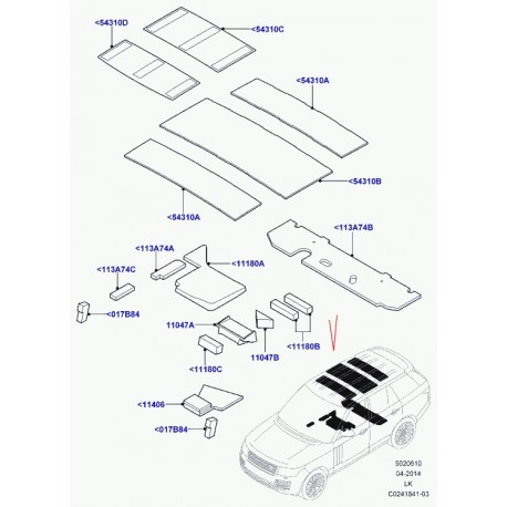 Land rover garniture insonorisation plancher Range L405 (LR037875)