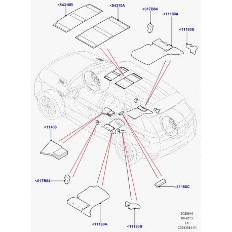 Land rover garniture insonorisation plancher Range L405,  Sport (LR037876)