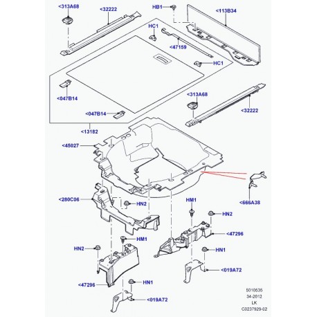 Land rover longeron coffre a bagages insert Range L405 (LR038000)