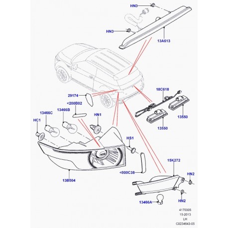 Land rover couvercle acces lampe Evoque (LR038064)