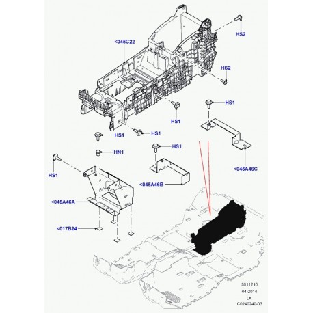 Land rover console siege arriere Range L405 (LR038100)