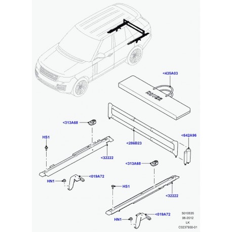 Land rover support rails pour bagages Range L405 (LR038106)