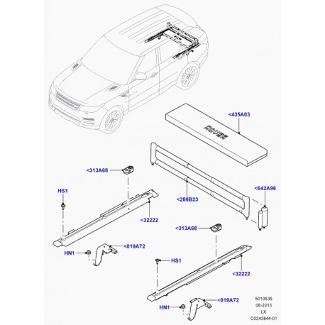 Land rover crochet-compart. bagages-arrimage Range L405,  Sport (LR038108)