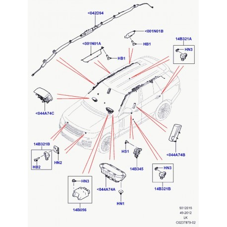 Land rover support airbag Range L405 (LR038179)