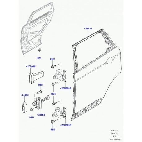 Land rover joint limiteur ouverture de porte Range L405,  Sport (LR038267)