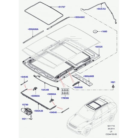 Land rover caoutchouc prot.- ouv. glace pare-brise Range L405,  Sport (LR038287)