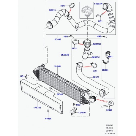 Land rover conduit d'air Evoque (LR038316)