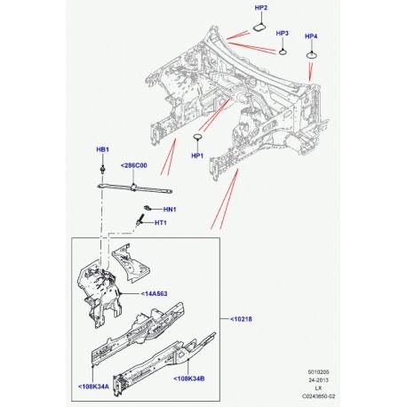 Land rover obturateur Range L405,  Sport (LR038397)