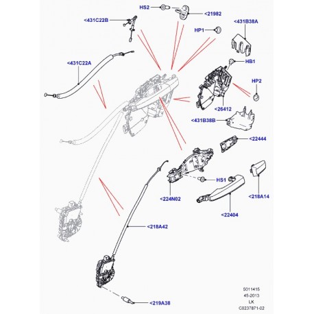 Land rover poignee extérieure de porte Range L405 (LR038469)