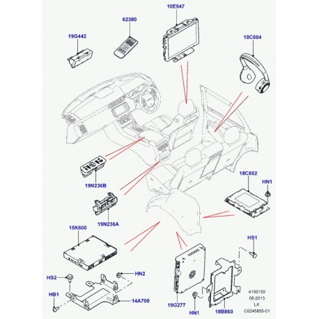 Land rover prise interface systeme audio Range L405,  Sport (LR038539)