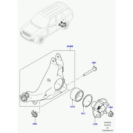 Land rover porte fusee roue arriere Range L405 (LR038550)