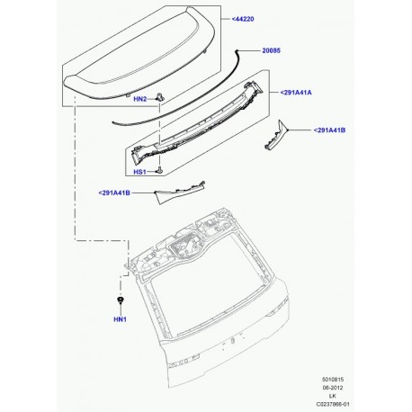 Land rover spoiler arrière Range L405 (LR038593)