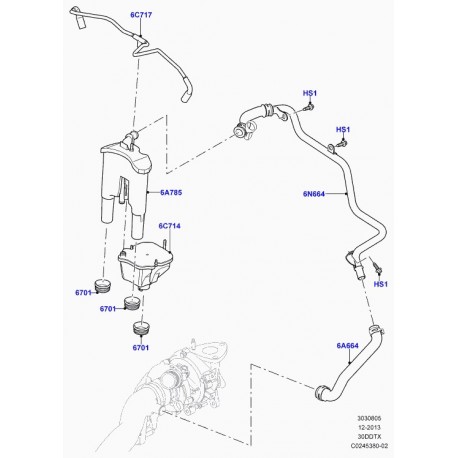 Land rover flexible recirculation gaz carter Range Sport (LR038611)