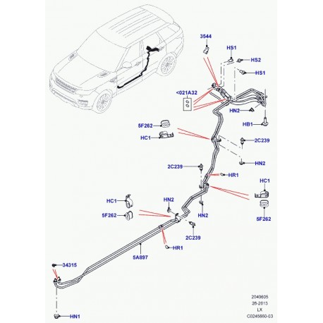 Land rover isolant tuyau barre antiroulis Range L405,  Sport (LR038632)