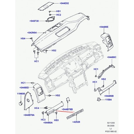 Land rover obturateur tablier Range L322 (LR038669)