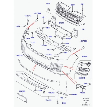 Land rover support plaque de police Range L405 (LR038729)